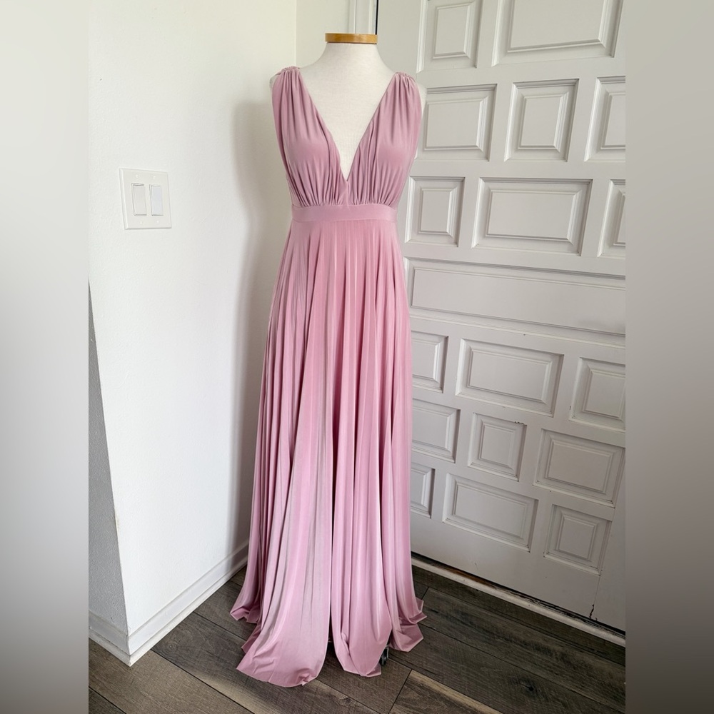 NWT Goddiva London Evening Gown Long Maxi Dress Blush Pink Size Medium/Large